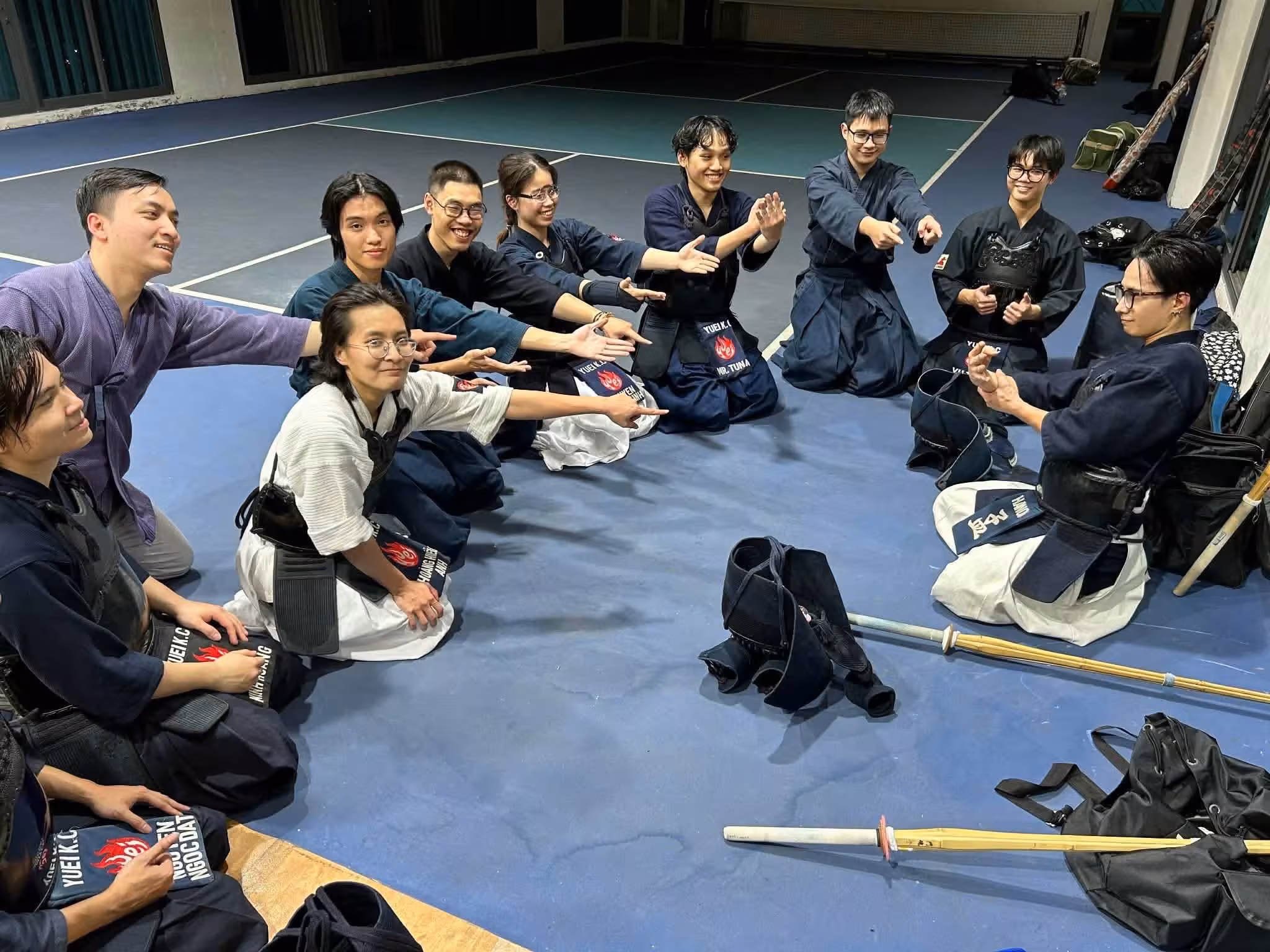 Group kendo training at Yuei Kendo club in Hanoi